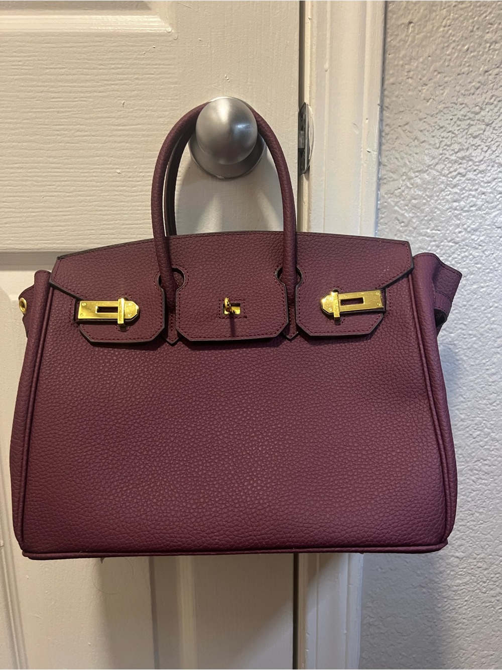 Structured Women's Top-Handle Bag in Plum